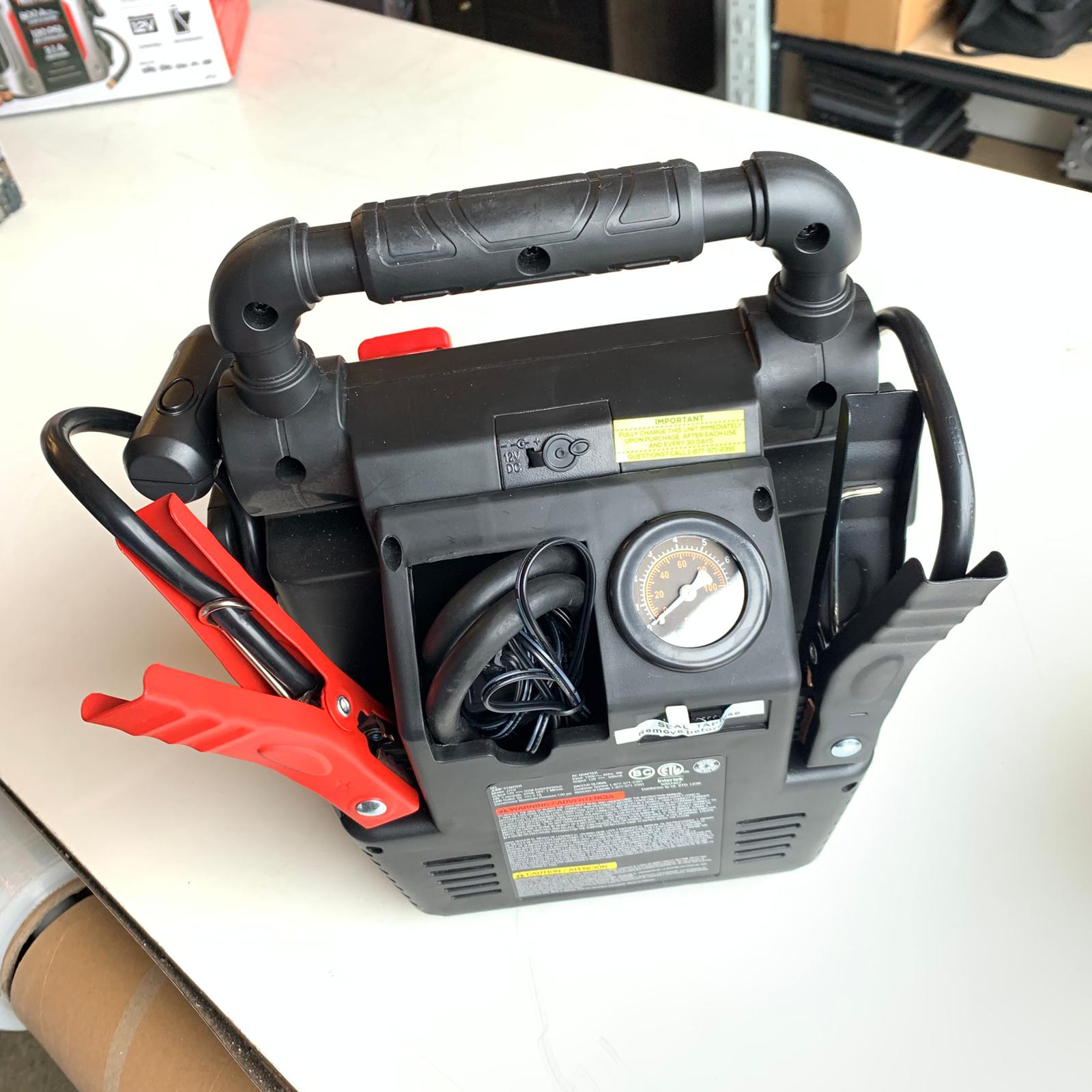 800 Peak Amp Automotive Jump Starter, Portable Power - Triple 15W USB Ports, 120 PSI Air Compressor (J7CV) 800 Peak Amp Automotive Jump Starter, Portable Power - Triple 15W USB Ports, 120 PSI Air Compressor (J7CV)